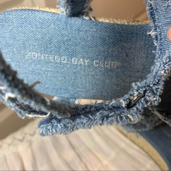 MONTEGO Bay Club Distressed Embroidered Floral Jeans Wedge Ankle Espadrilles 6.5 - Picture 9 of 12